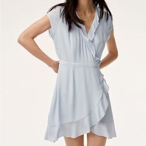 Sunday Best Savoy Ruffled Wrap Blue Dress